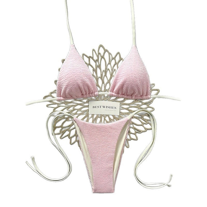 Damen Triangel-Bikini mit hohem Beinausschnitt und feinem Strukturmuster Drune