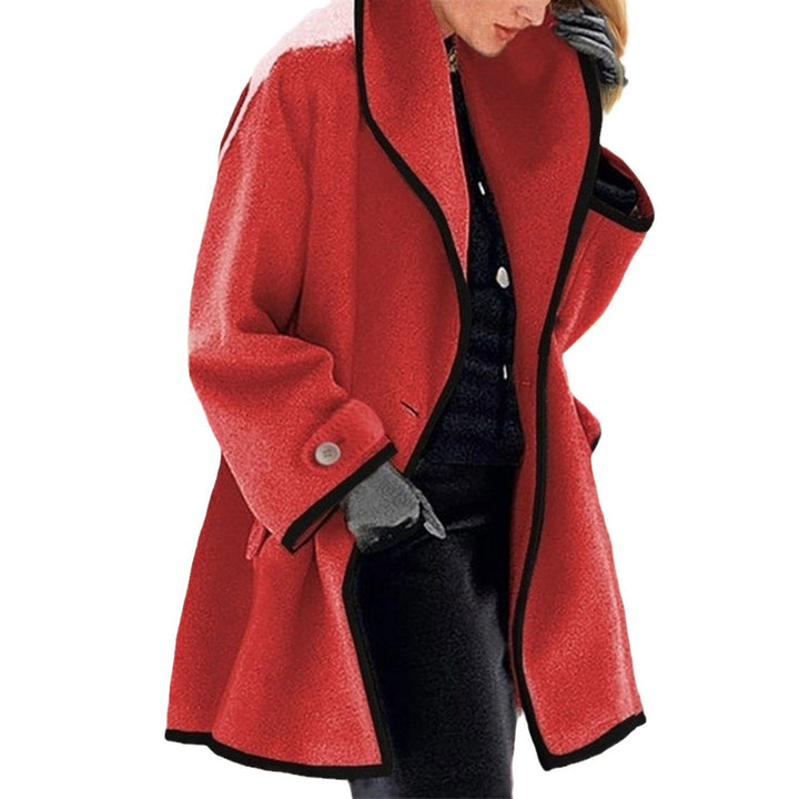 Damen nan oversize Bouclé Wollmix Mantel mit kontrastpaspeln und umgeschlagenem Kragen Drune