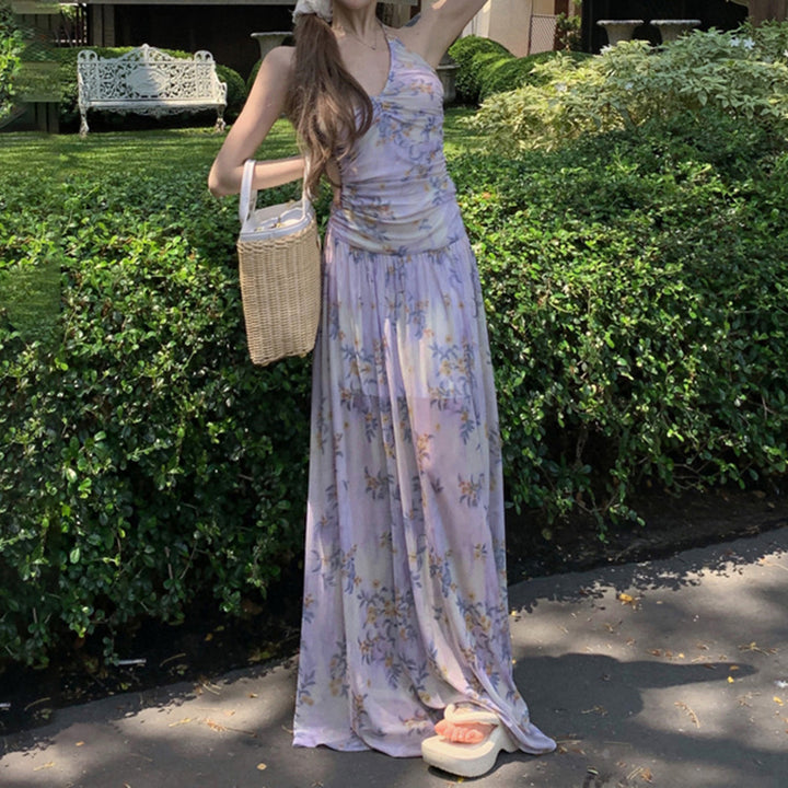 Damen Maxikleid mit floralem Design und eleganter Trägeroptik Drune
