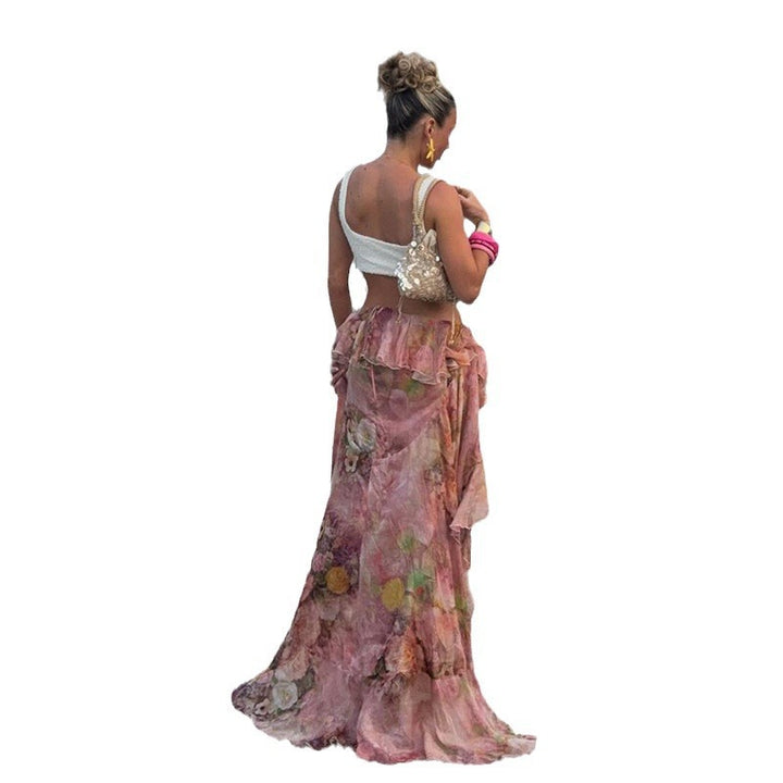 Damen Rock mit floralen Volantdetails Drune