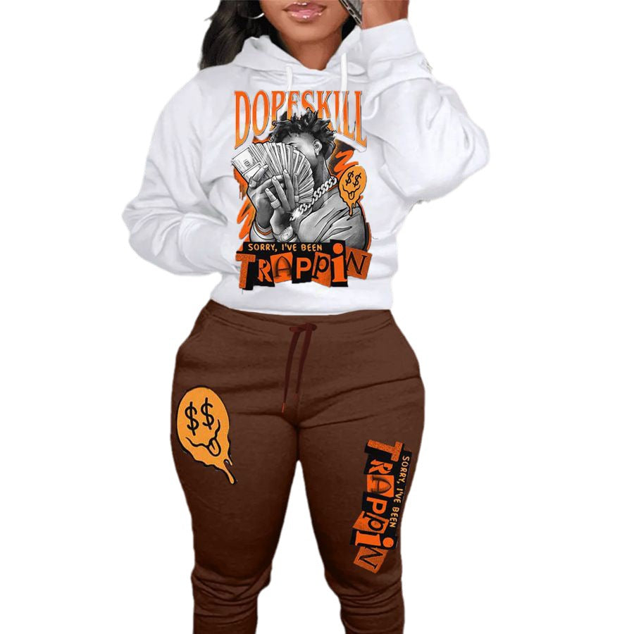 Damen Hoodie und Jogginghose Set mit kreativem Grafikdruck Drune