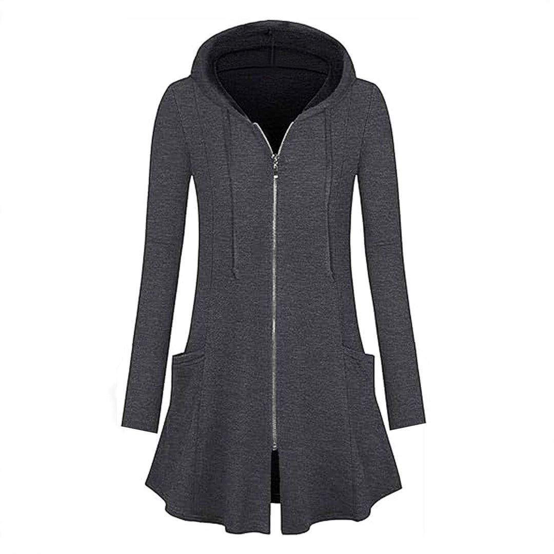 Damen lässige Kapuzenjacke mit Reißverschluss und Taschen Drune