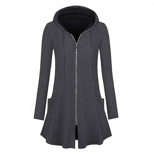 Damen lässige Kapuzenjacke mit Reißverschluss und Taschen Drune