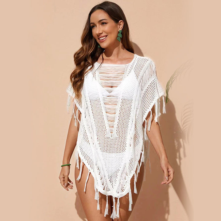 Damen gehäkelter Strandponcho Drune
