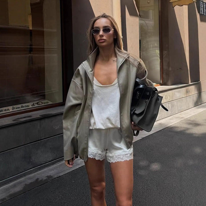 Damen Übergangsjacke aus hochwertigem Kunstleder Drune
