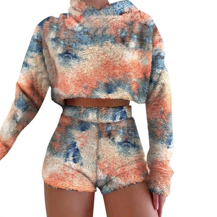 Damen gemütliches Hoodie- und Shorts-Set Drune
