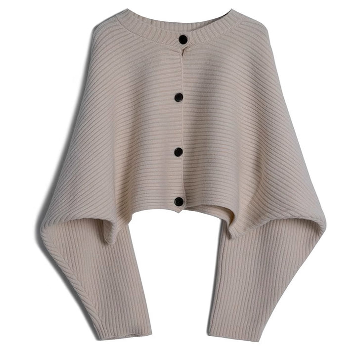Damen modischer Strickoverwurf mit Knopfdetail und strukturiertem Design Drune