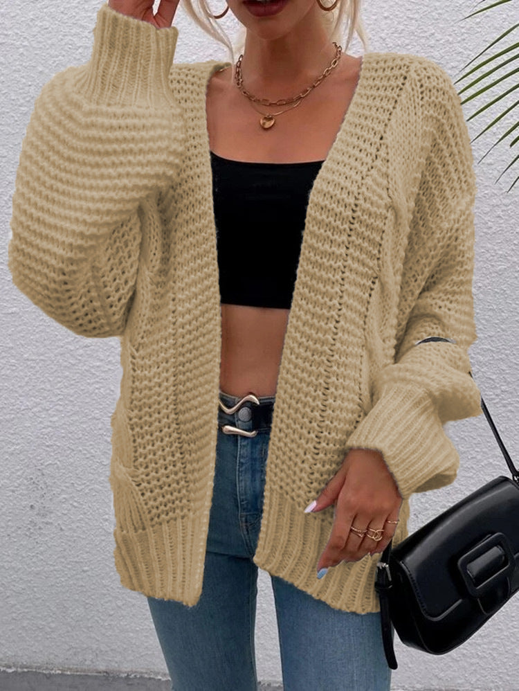 Damen Grobstrick-Cardigan mit bequemen offenen Taschen und lässigem Schnitt Drune