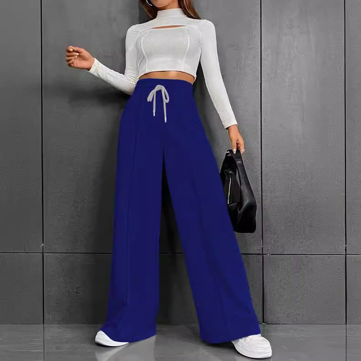 Damen weite Freizeit-Hose mit elastischem Bund und seitlichen Taschen Drune