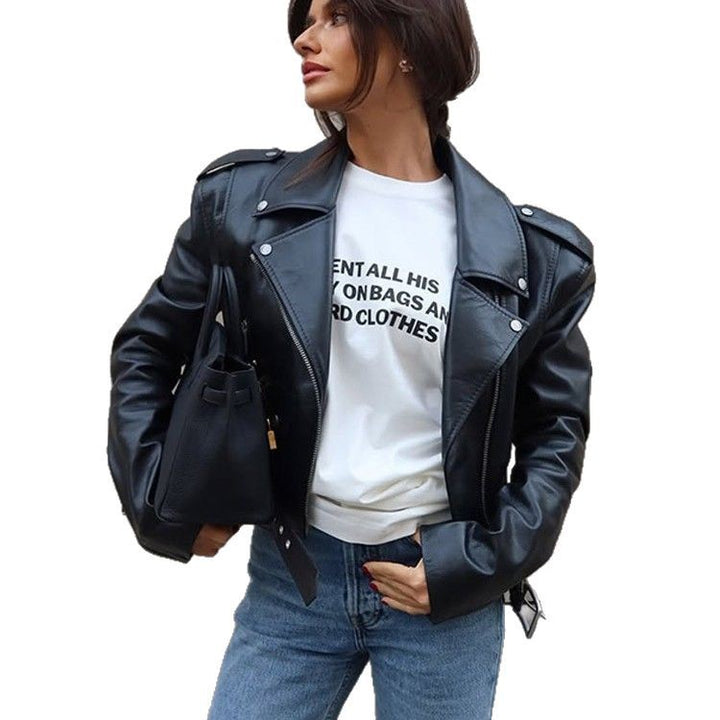 Damen Kunstlederjacke im Biker-Stil mit optimierter Passform Drune