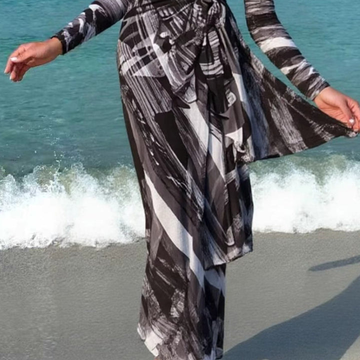 Damen Maxi-Strandkleid mit raffiniertem Wickeldesign Drune