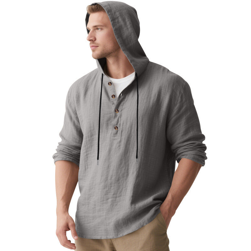 Herren Kapuzenshirt mit Knopfleiste und lässigem Schnitt Drune