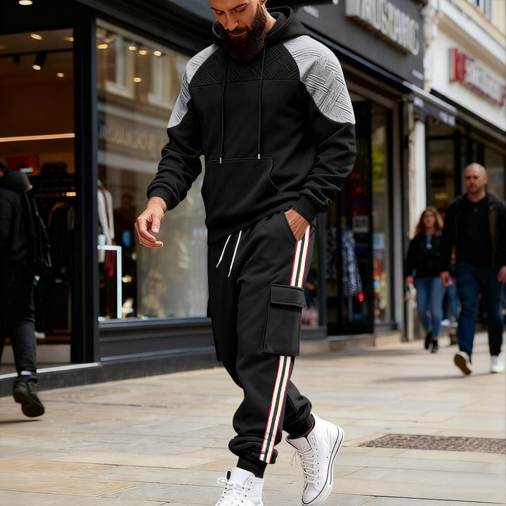 Herren nan zweiteiliges Utility-Freizeitset mit Kapuzenpullover und Cargo-Jogginghose Drune
