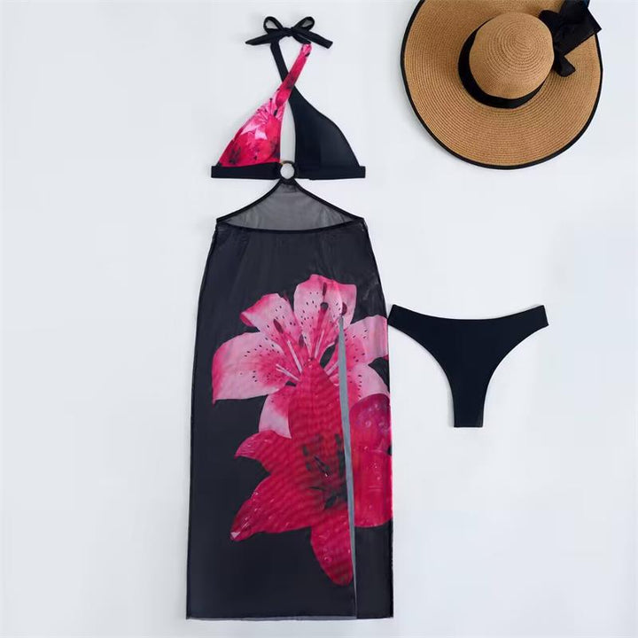 Damen Strandkleid mit modischem Wickeldesign und floralem Schnitt Drune