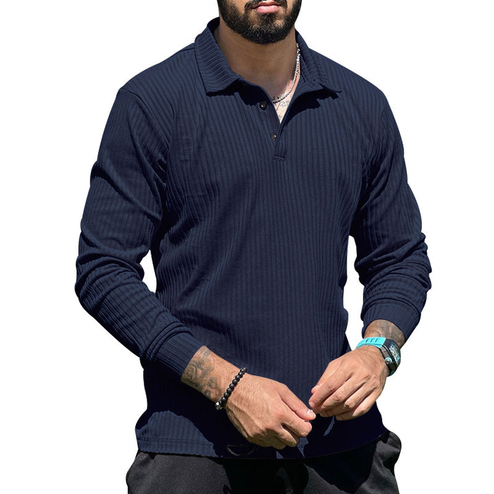 Herren langer Strickpullover mit strukturiertem Design und Knopfleiste Drune