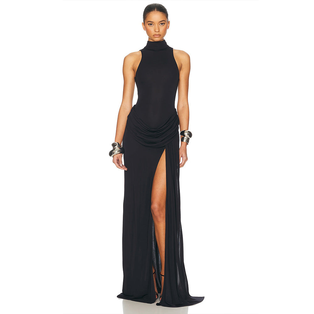 Damen Elegantes Maxi-Kleid mit hohem Schlitz und drapierten Details Drune