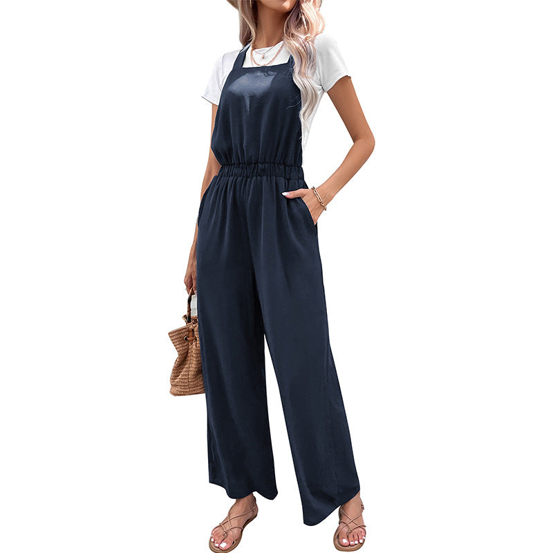Damen modischer Jumpsuit mit weitem Schnitt und elastischem Bund Drune