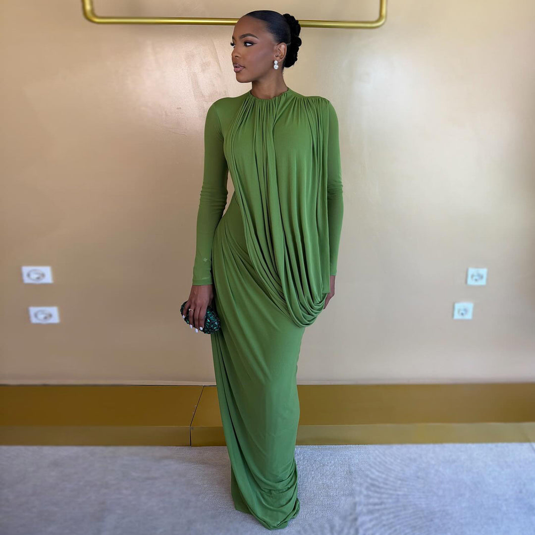 Damen Maxikleid mit innovativem Drapé und figurbetontem Schnitt Drune