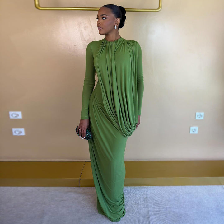 Damen Maxikleid mit innovativem Drapé und figurbetontem Schnitt Drune