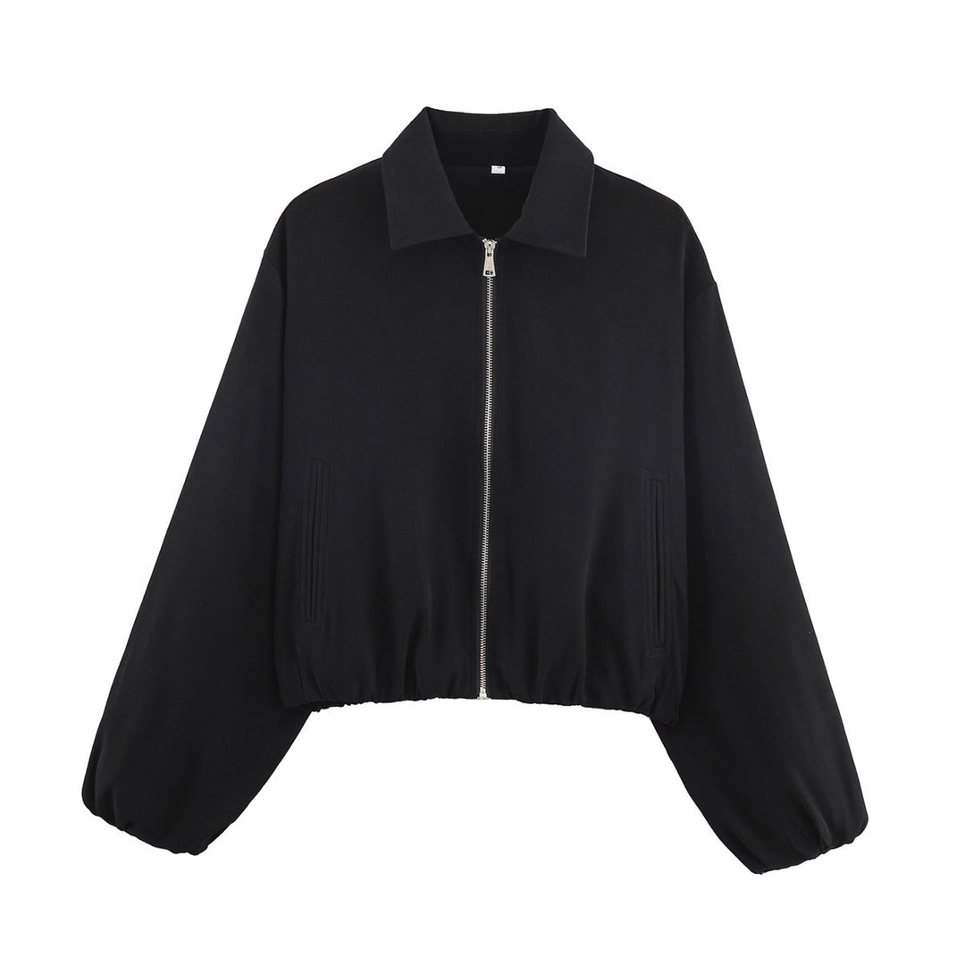 Damen trendige Übergangsjacke mit bäuschigen Ärmeln und Reißverschluss Drune