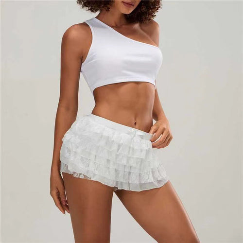 Damen Spitzen-Shorts mit voluminösen Rüschendetails Drune