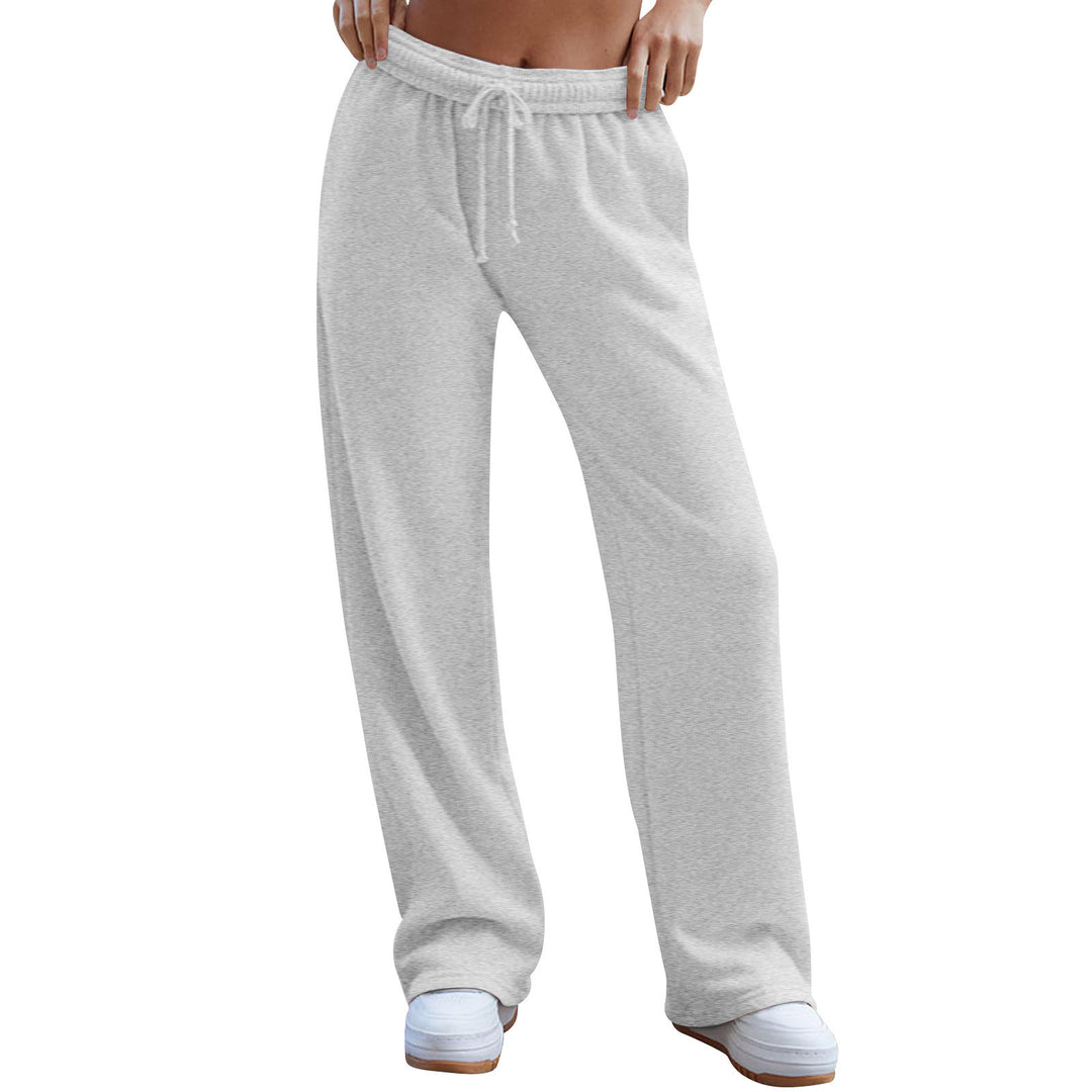Damen nan weite Komfort-Loungehose mit hochgeschnittener Taille, elastischem Bund und Kordelzug Drune