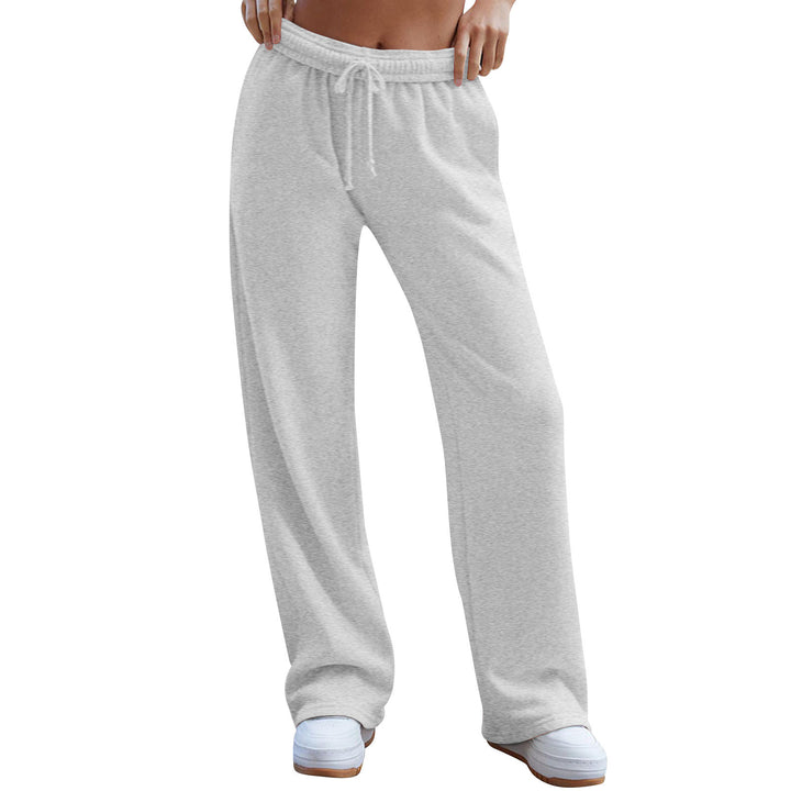 Damen nan weite Komfort-Loungehose mit hochgeschnittener Taille, elastischem Bund und Kordelzug Drune