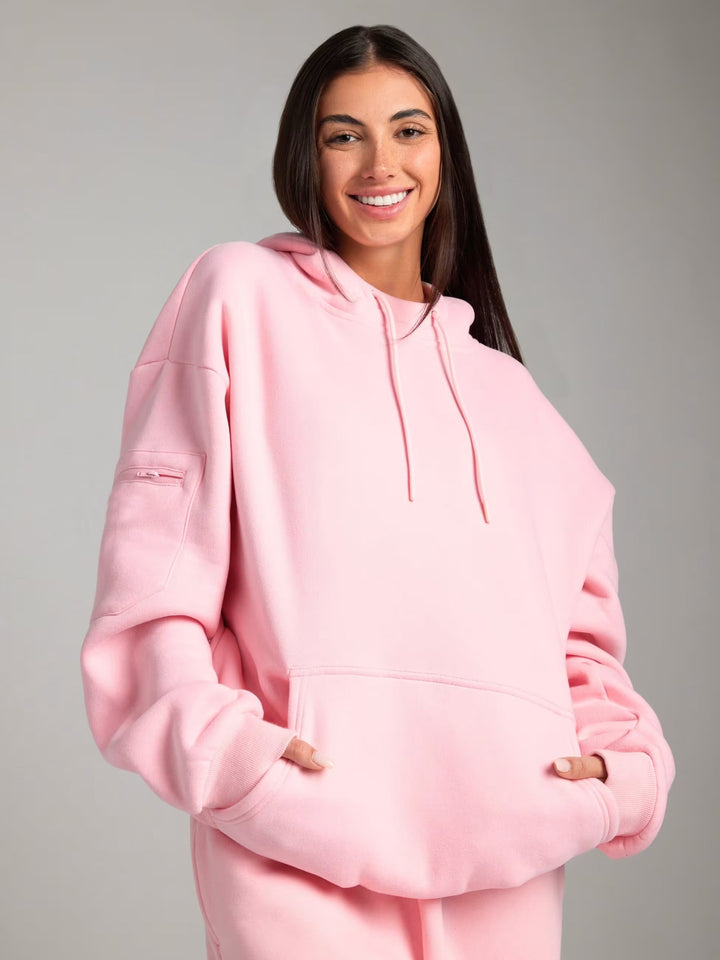 Damen nan Kapuzensweatshirt mit integrierter Schlafblende und weichem Fleece-Innenfutter Drune
