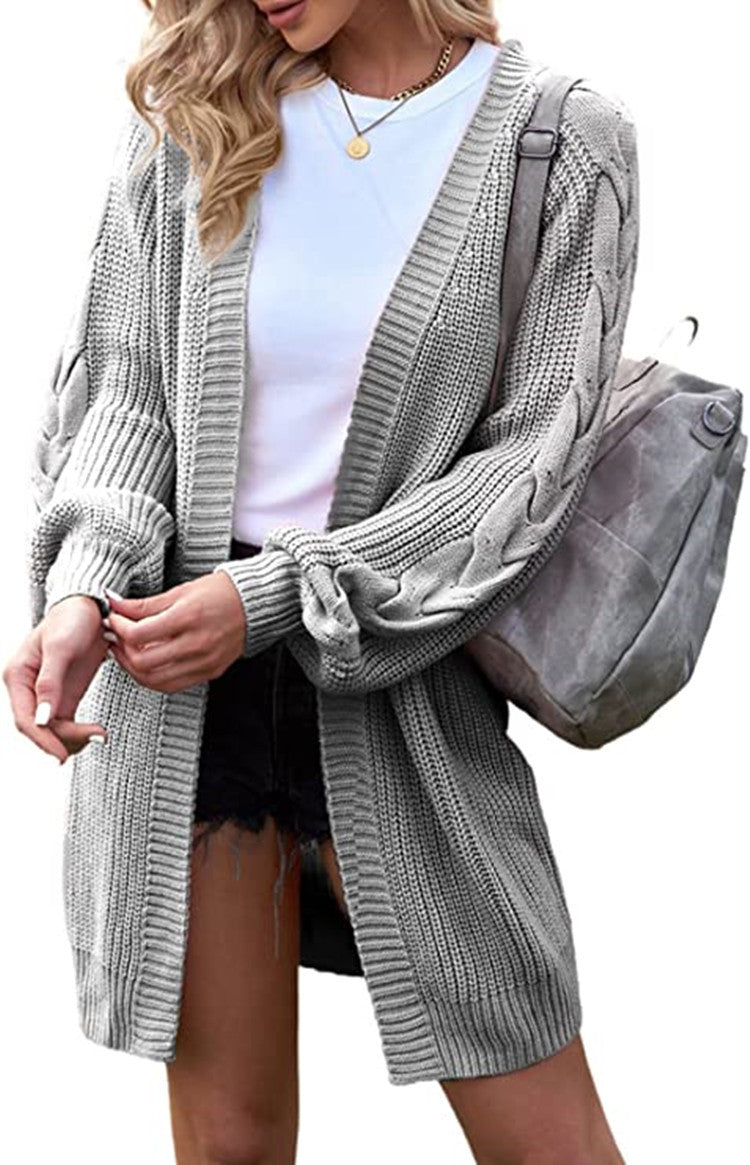 Damen Grobstrick-Cardigan mit lässigem Schnitt und modischen Zopfmuster Drune