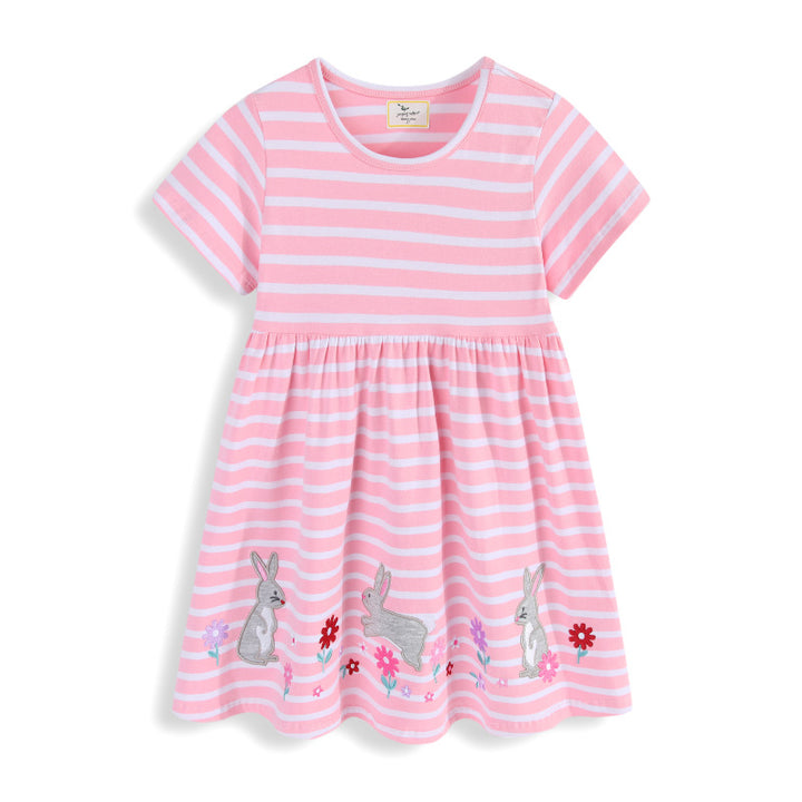 Mädchen Sommerkleid mit niedlichen Hasenapplikationen Drune