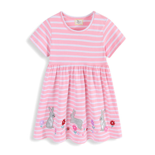 Mädchen Sommerkleid mit niedlichen Hasenapplikationen Drune