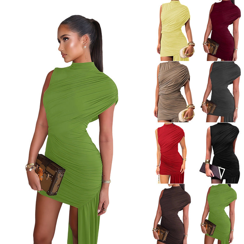 Damen Couture-Minikleid mit asymmetrischem Schnitt und Raffungen Drune