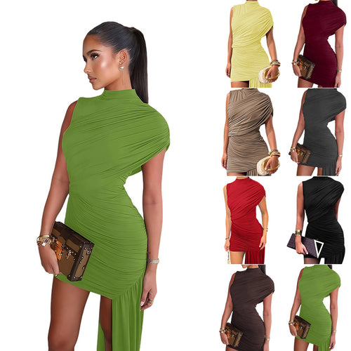 Damen Couture-Minikleid mit asymmetrischem Schnitt und Raffungen Drune