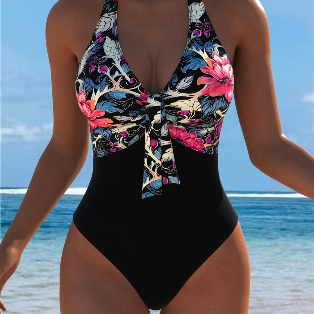 Damen moderner Badeanzug mit floralem Muster und schmeichelndem Schnitt Drune