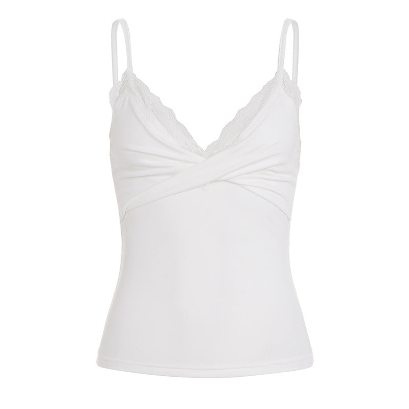 Damen Elegantes Spitzen-Cami-Top mit enganliegendem Schnitt und verstellbaren Trägern Drune