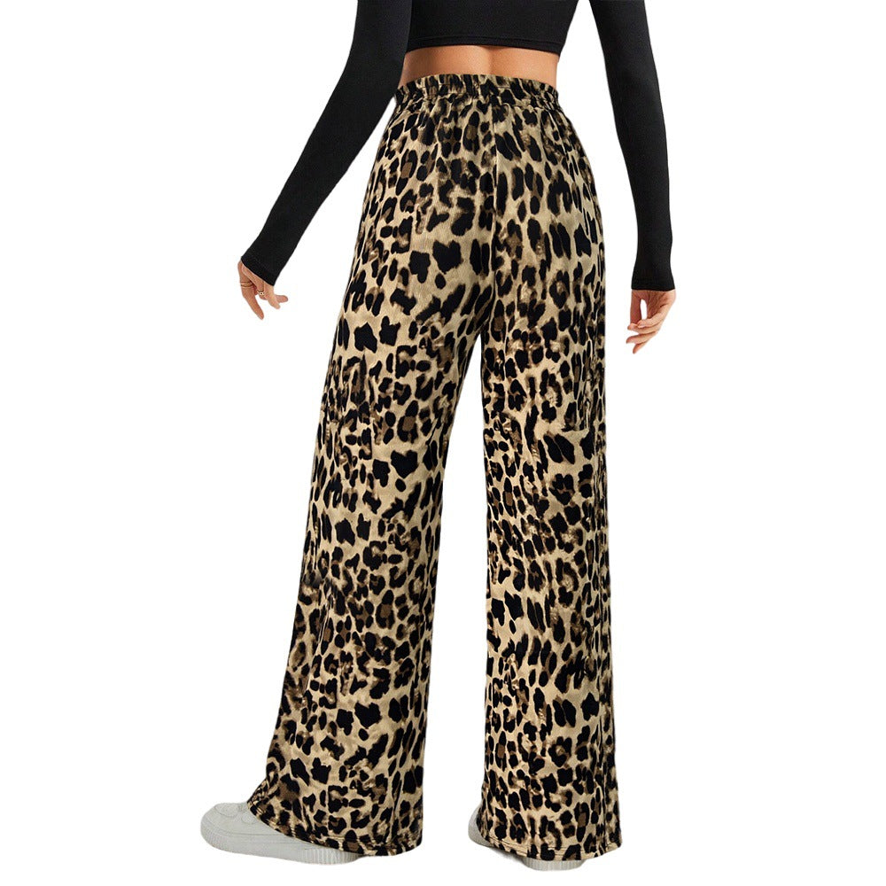 Damen Weite Palazzo-Hose mit tierischem Print und komfortablem Elastikbund Drune
