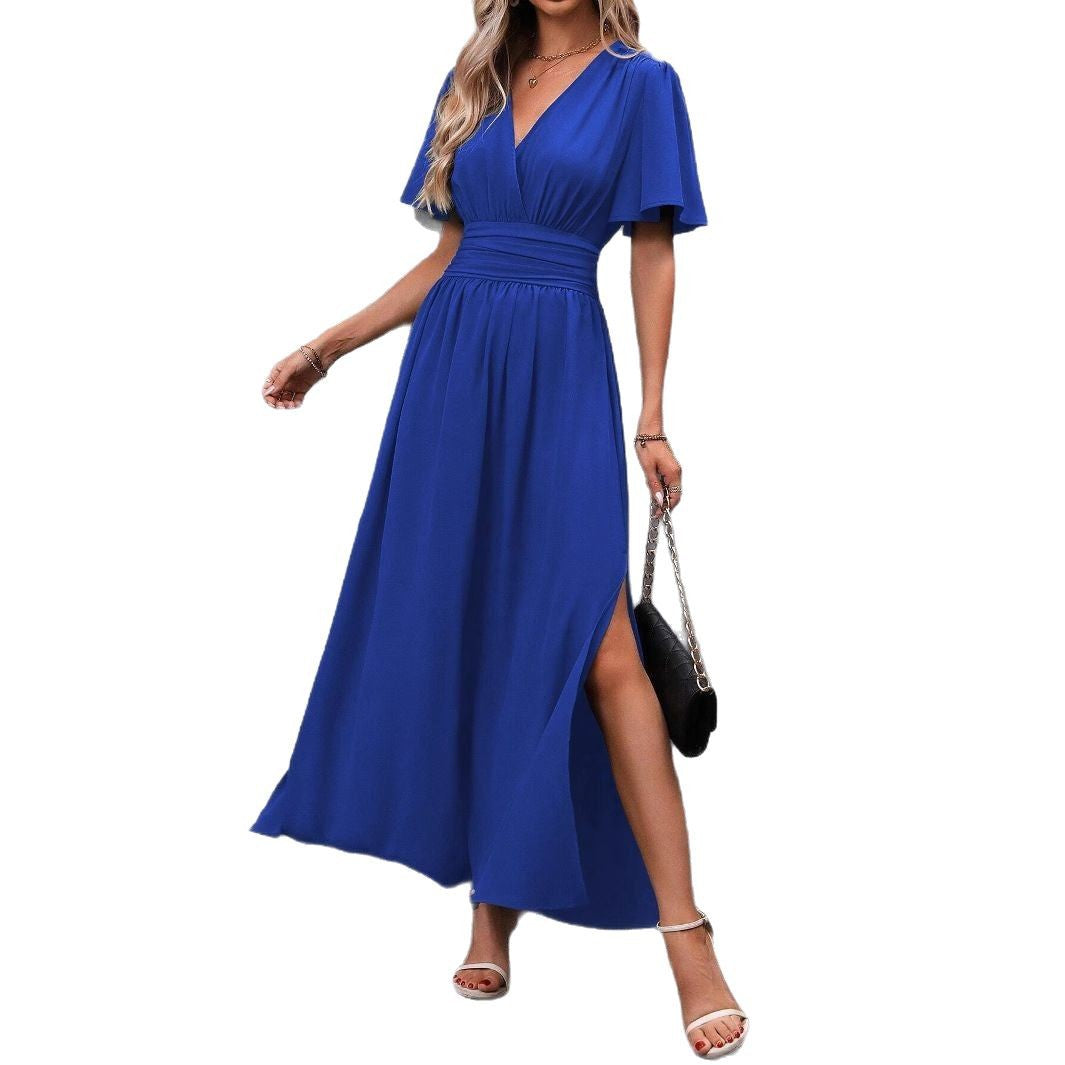 Damen maxikleid mit fließendem Schnitt und eleganten Ärmeln Drune