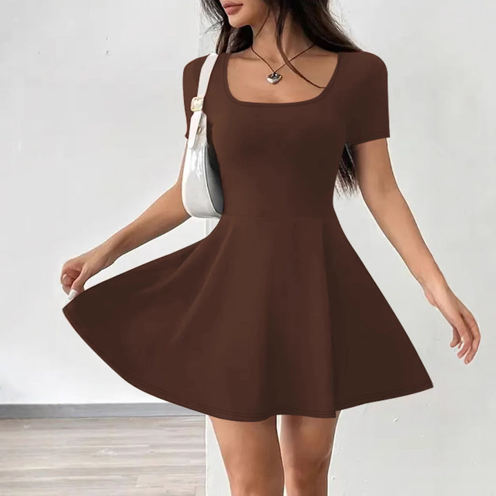 Damen A-linien Kleid mit Rundhalsausschnitt Drune
