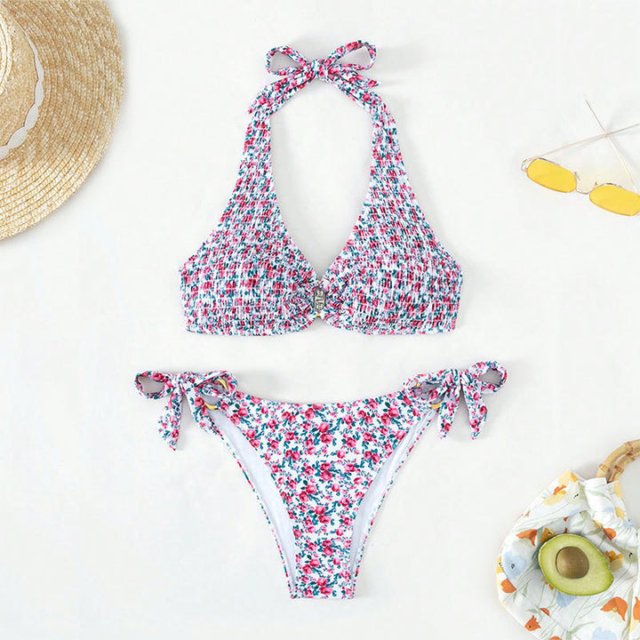 Damen Triangel-Bikini mit verstellbaren Trägern und floralem Design Drune