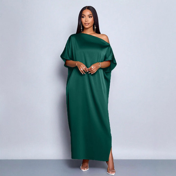 Damen Maxikleid mit asymmetrischem Schnitt und elegantem Fall Drune