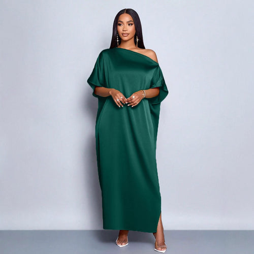 Damen Maxikleid mit asymmetrischem Schnitt und elegantem Fall Drune
