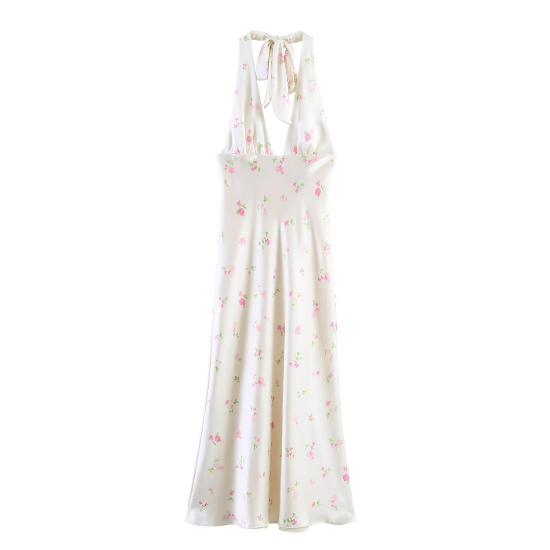 Damen Maxikleid mit feinen Rüschen und floralem Design Drune