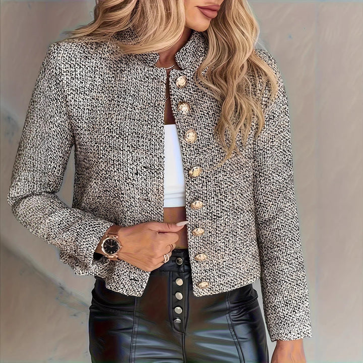 Damen stilvolles Bouclé-Jacket mit strukturiertem Design und eleganten Knöpfen Drune