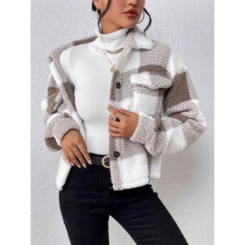 Damen Fleecejacke mit Karomuster Drune