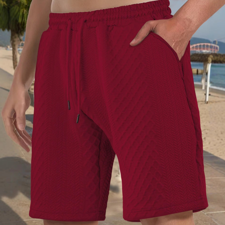 Herren nan strukturierte Strand-Bermuda aus Waffeljersey mit elastischem Kordelbund und schrägen Eingrifftaschen Drune