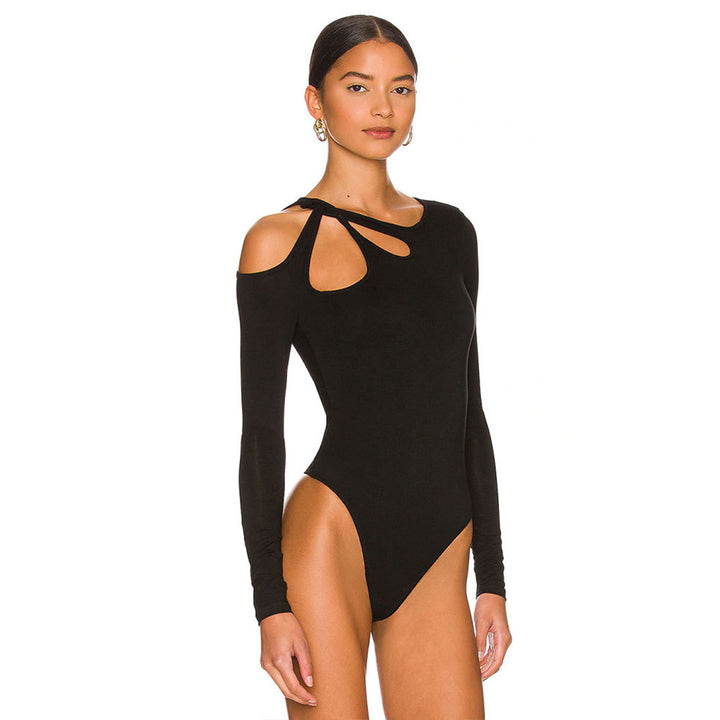 Damen Langarm Bodysuit mit modischem Cut-Out-Design Drune