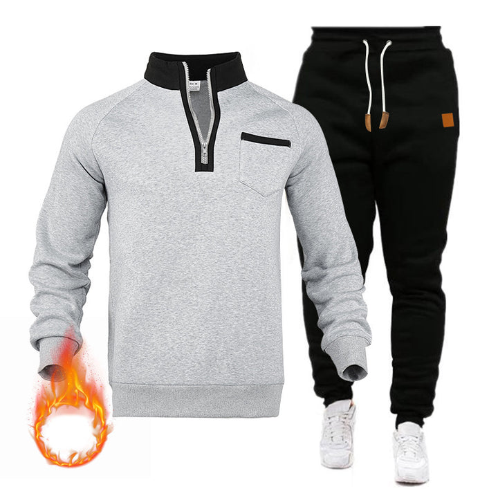 Herren Sweatshirt und Jogginghose Set mit modernem Stehkragen und praktischer Brusttasche Drune