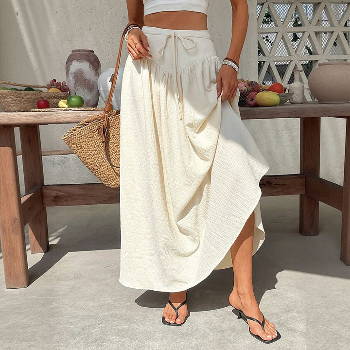 Damen Maxi-Rock mit elegantem, fließendem Schnitt und verstellbarem Taillenzug Drune