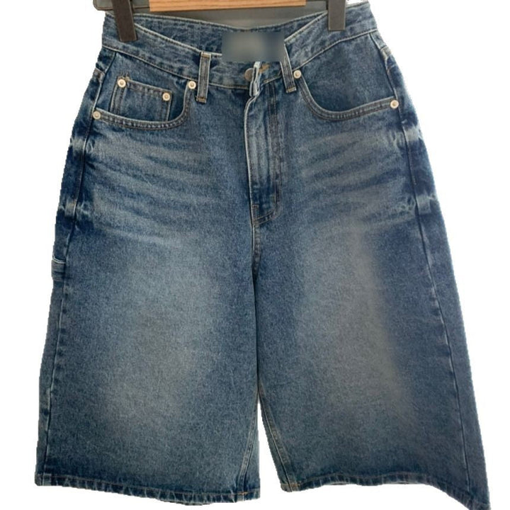 Damen Jeans Bermuda-Shorts im lässigen Stil mit hohen Taschen Drune