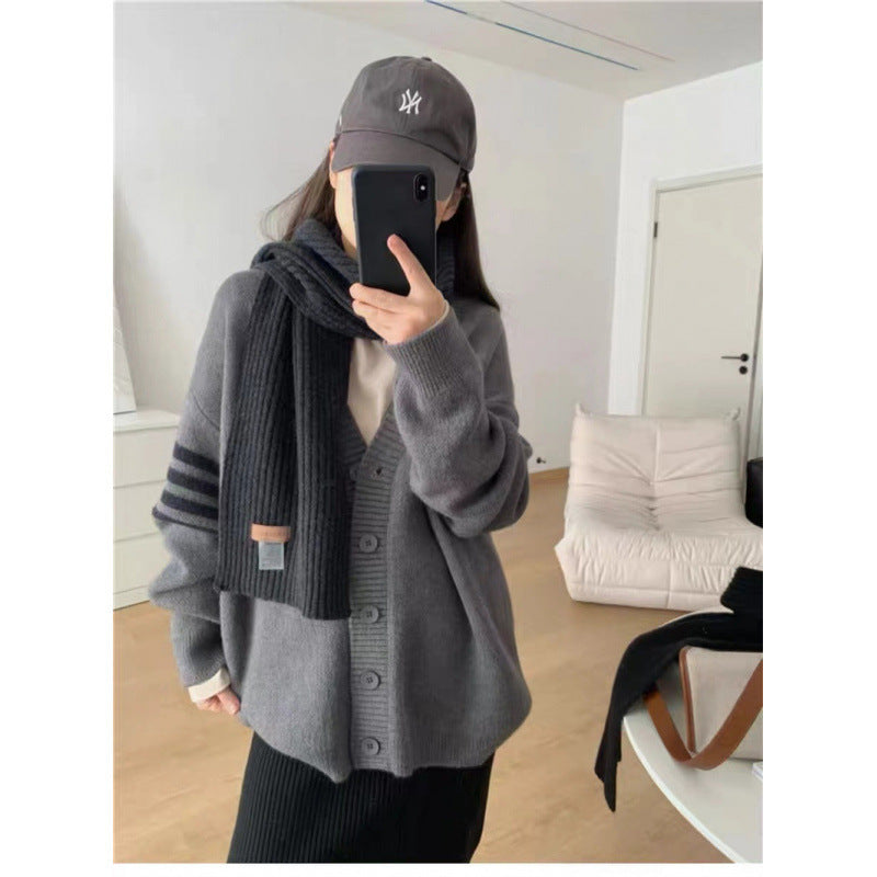 Damen warme und stylische Strickjacke Drune